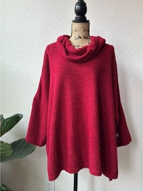 NWT Ali Miles Knit Cowl Neck 3/4 Dolman Sleeve Back Button Detail Tunic